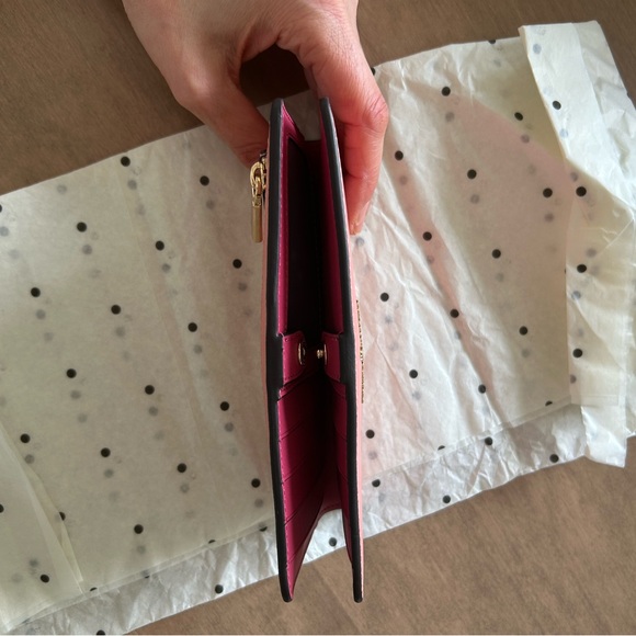 kate spade Pink Saffiano Zip Around Wallet with Gold Logo - Picture 4 of 5